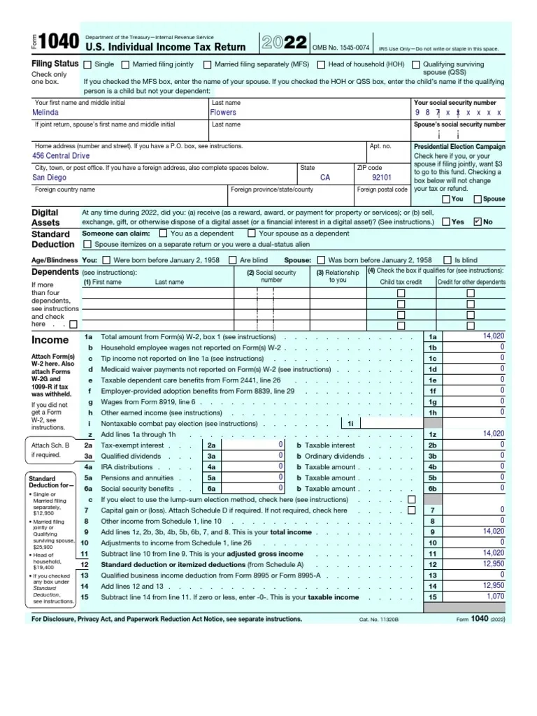 Melinda Flowers 1040 PDF PDF Irs Tax Forms Tax Deduction