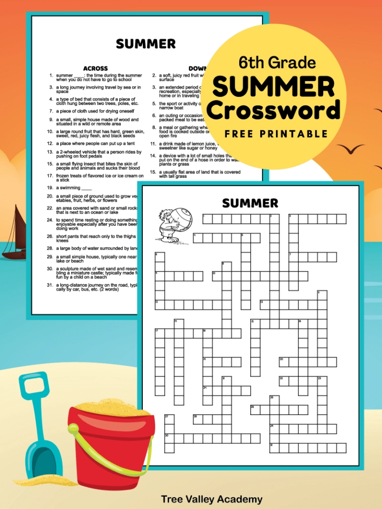 Summer Crosswords Printable Free