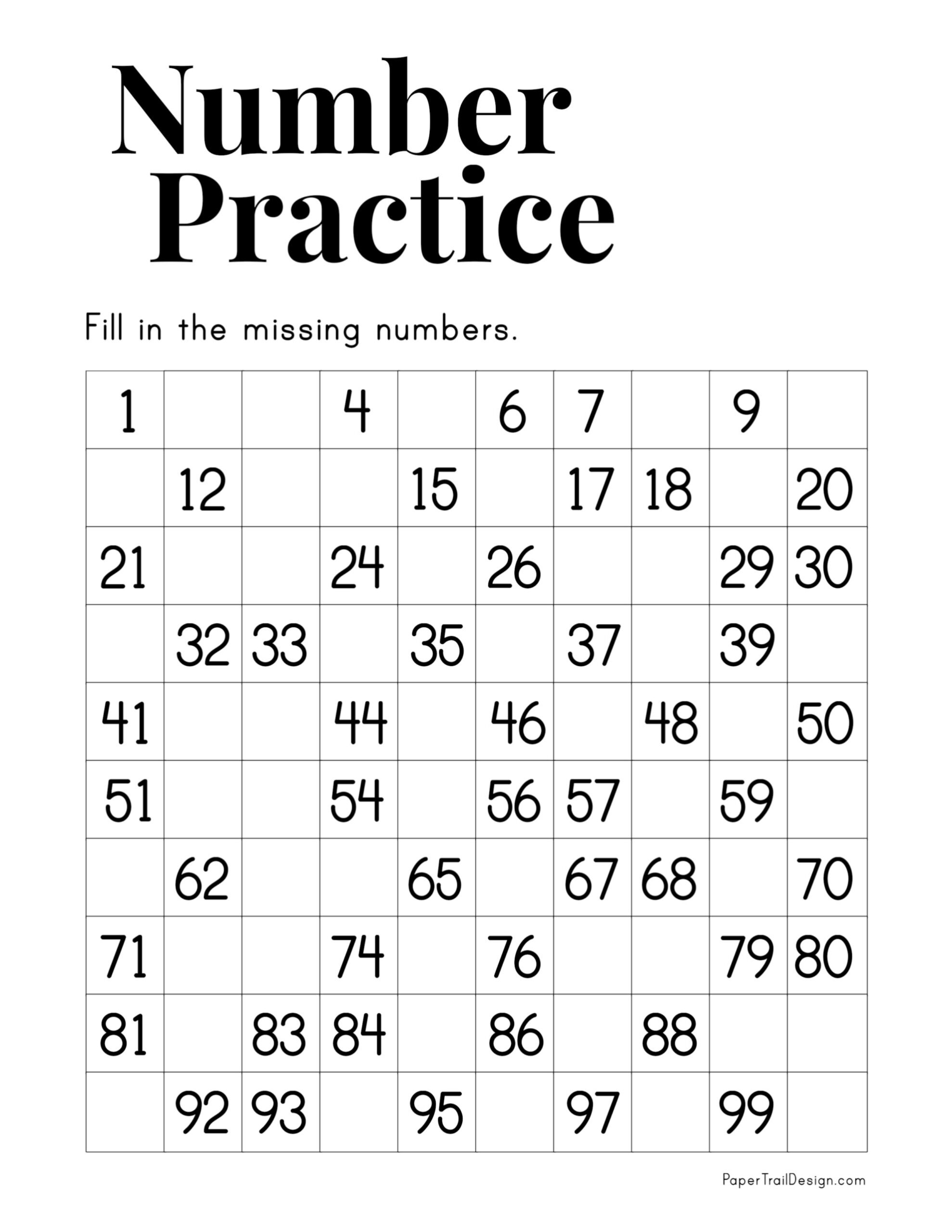 Free Printable Worksheets Numbers 1 To 100