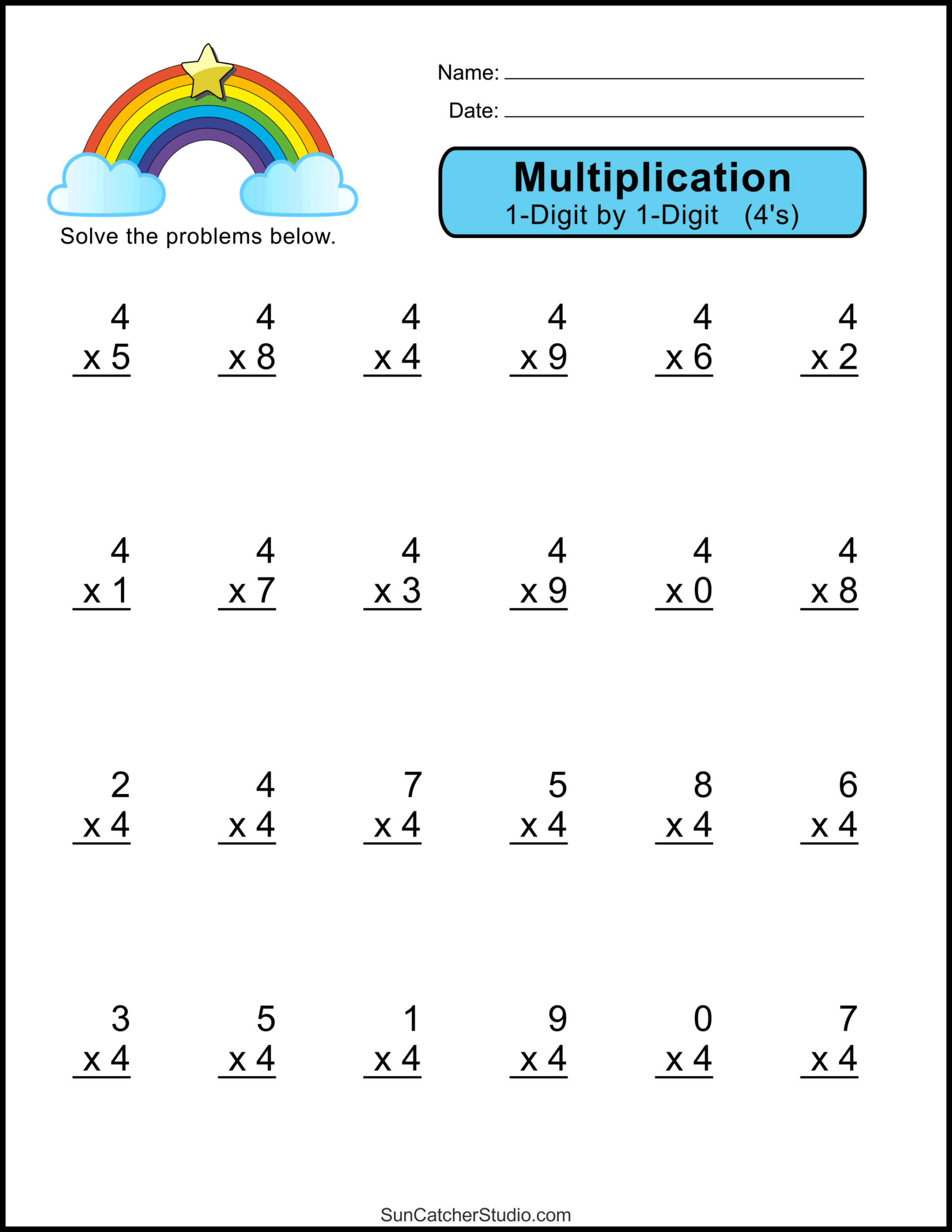 Multiplication Printable Worksheets 4th Grade
