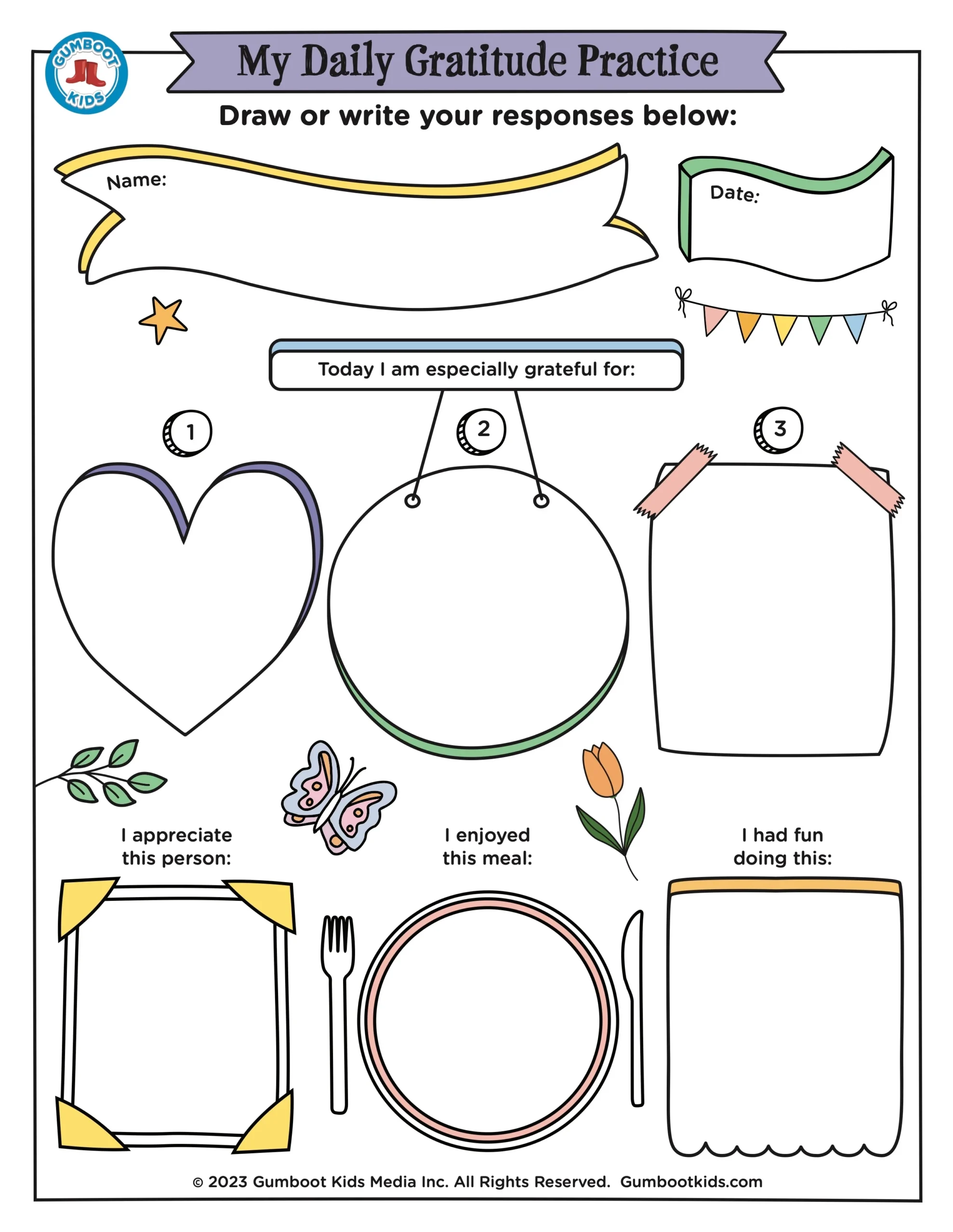 Gratitude Printable For Kids