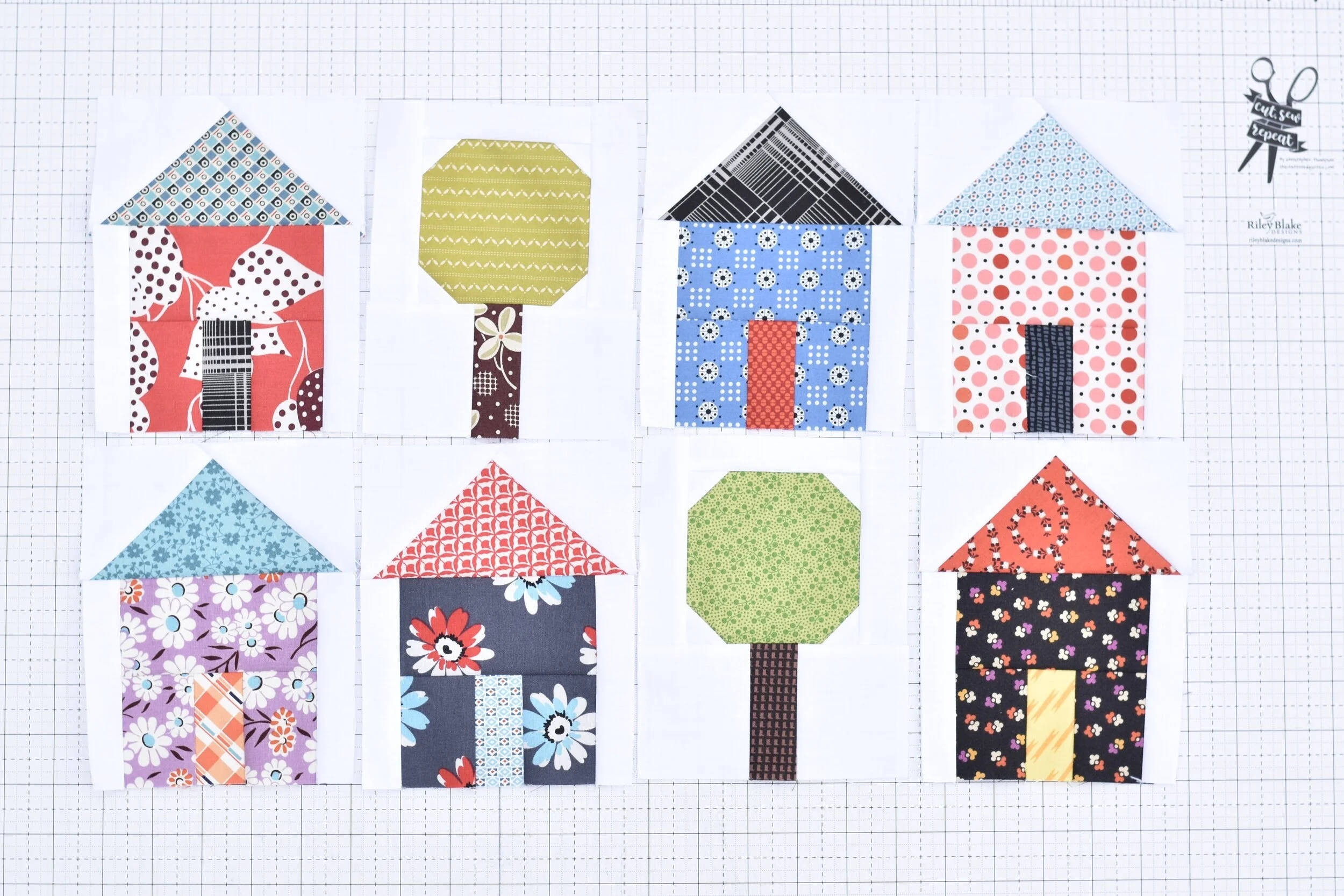 My Town Quilt Blocks Free Tutorial Using 5 Charm Squares 