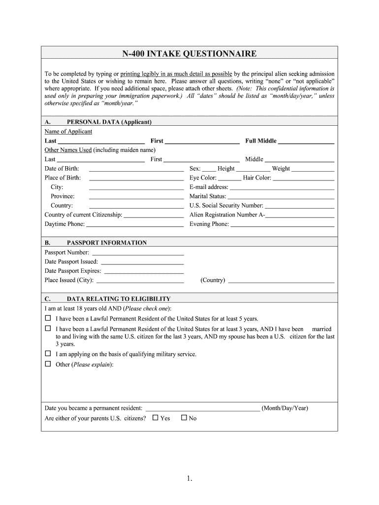Form N 400 Pdf Fillable