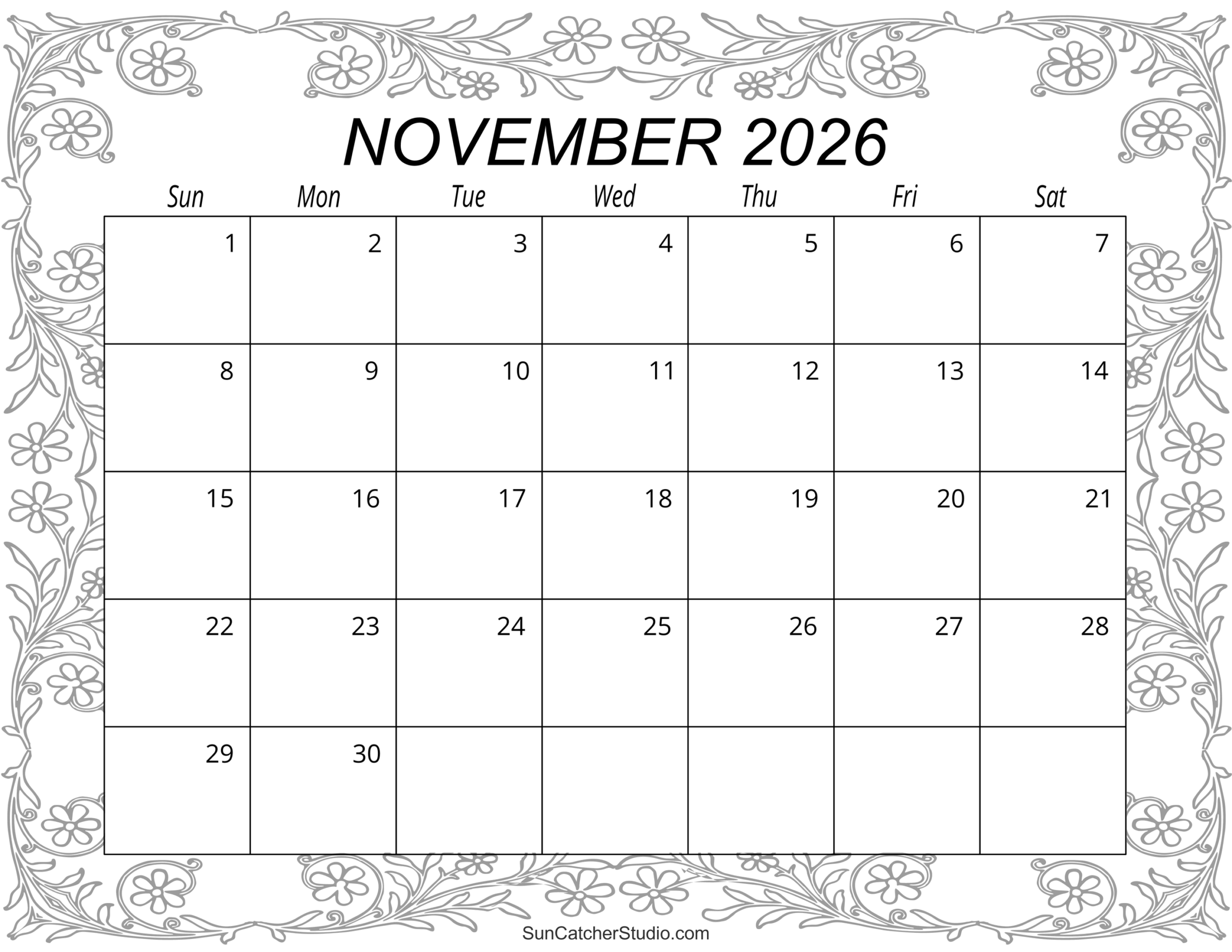 Printable October November Calendar 2026