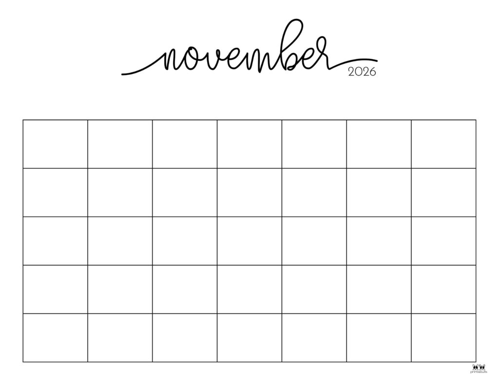 November 2026 Printable Calendar Blown Up