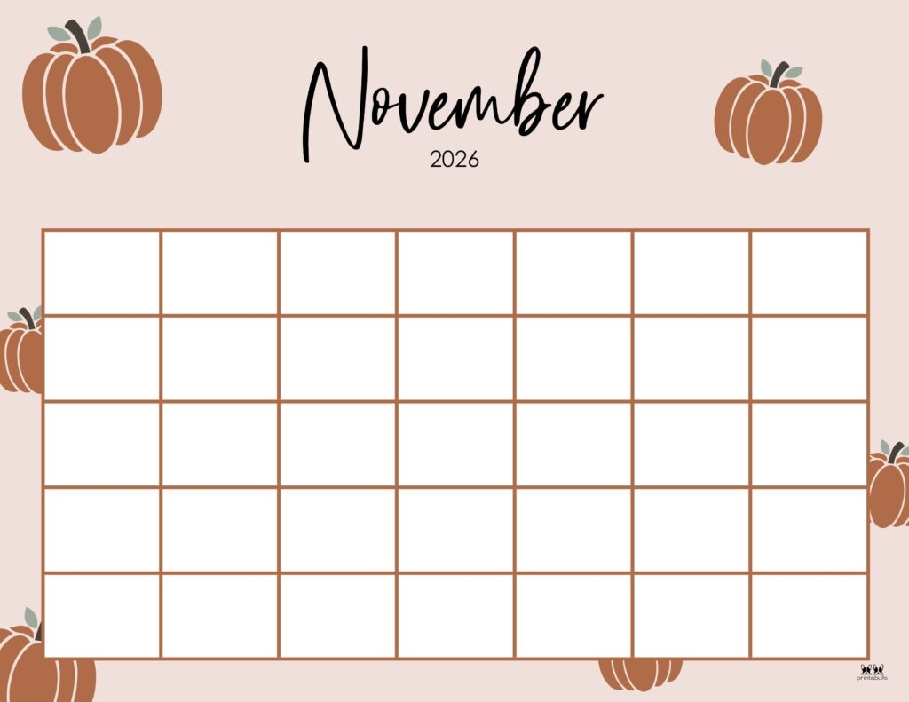 November 2026 Calendar Kids Printable