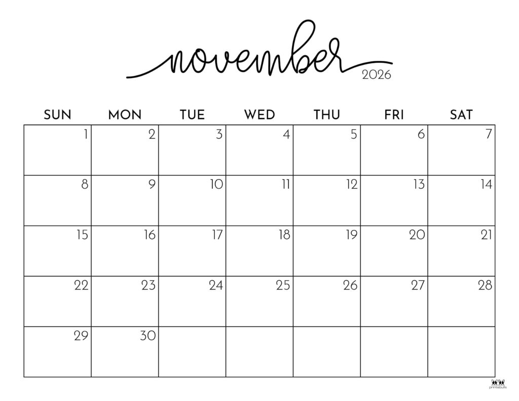 Printable Color November 2026 In Calendar