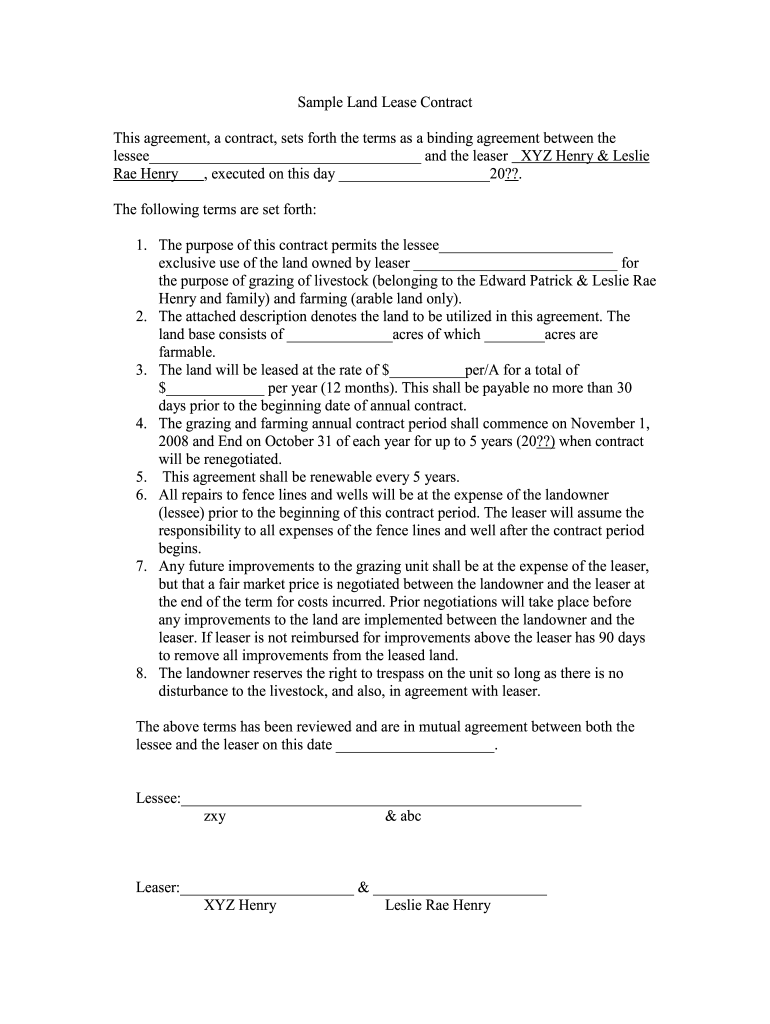 Free Farm Lease Agreement Form Word