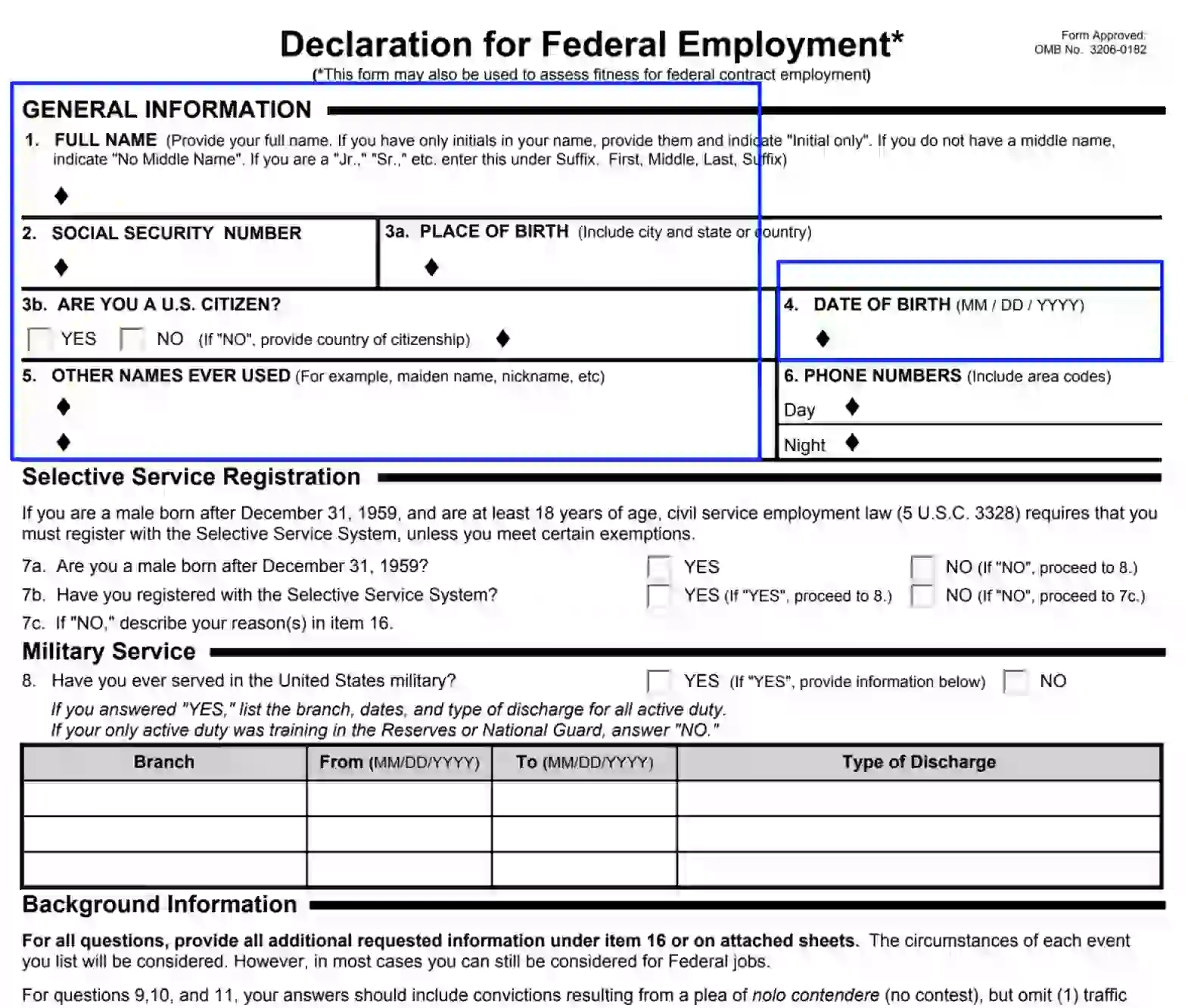 OPM Optional Form 306 Fill Out Printable PDF Forms Online