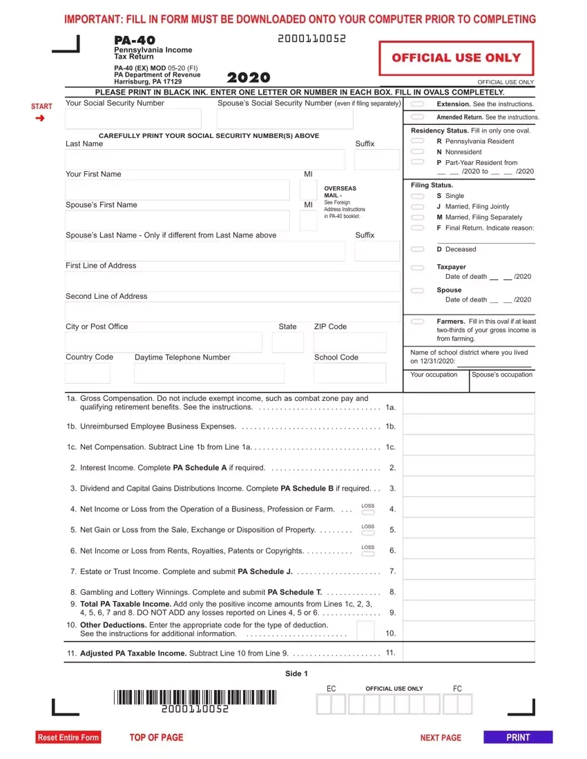 Pa 40 Tax Form Fill Out Printable PDF Forms Online