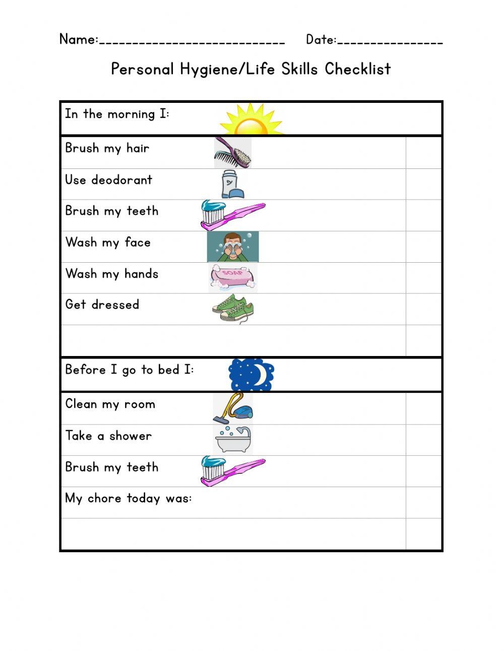 Free Printable Personal Hygiene Worksheets For Adults
