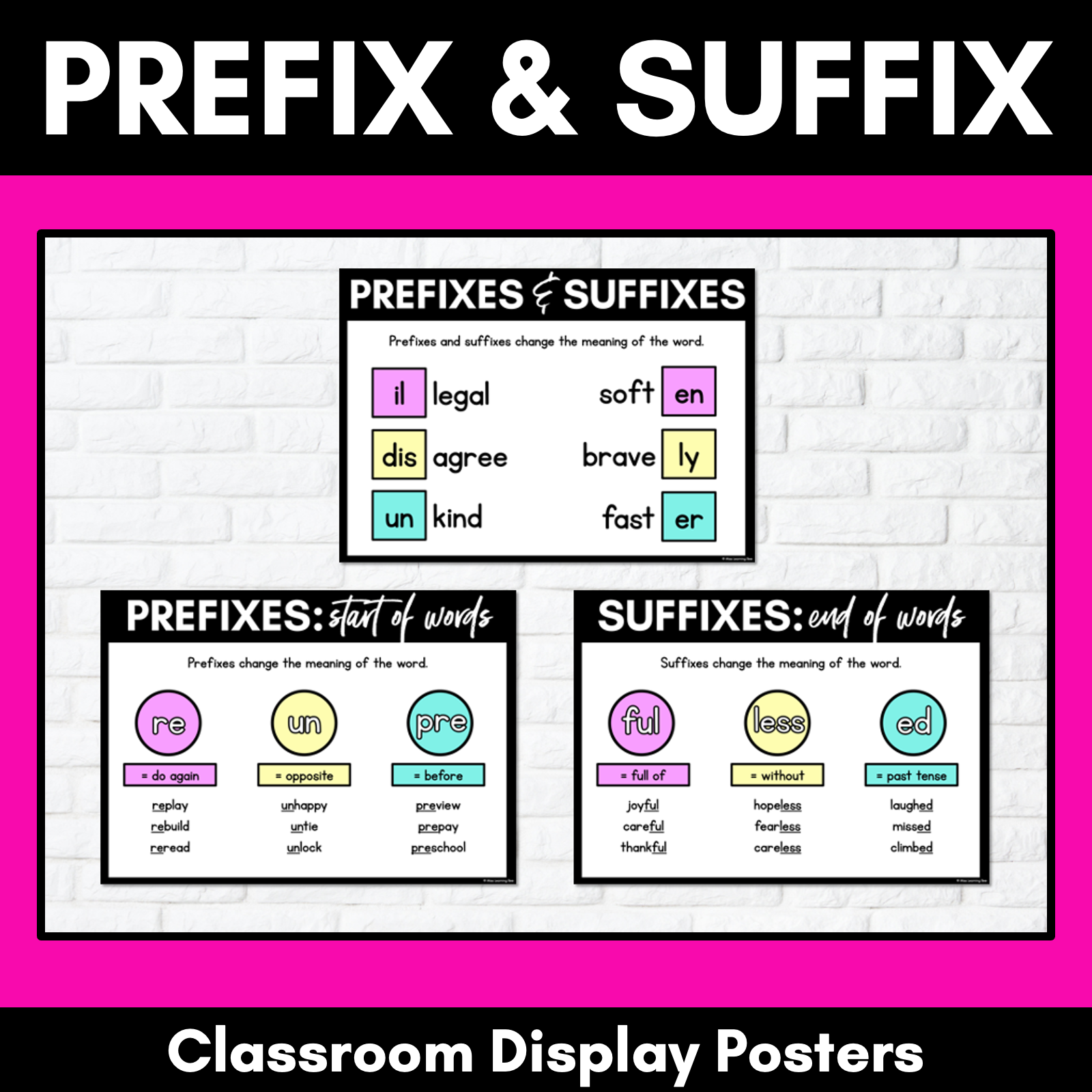 Prefix amp Suffix Posters Mrs Learning Bee
