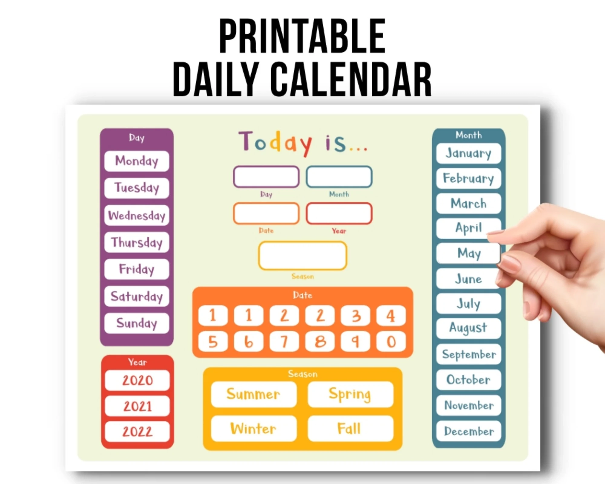 Daily Calendar For Kids Printable