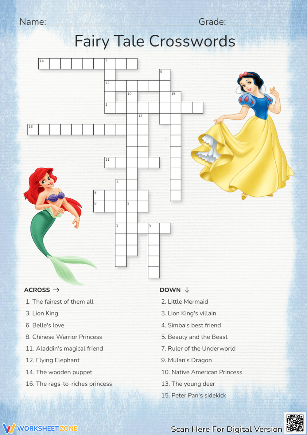 Disney Crossword Puzzle Printable