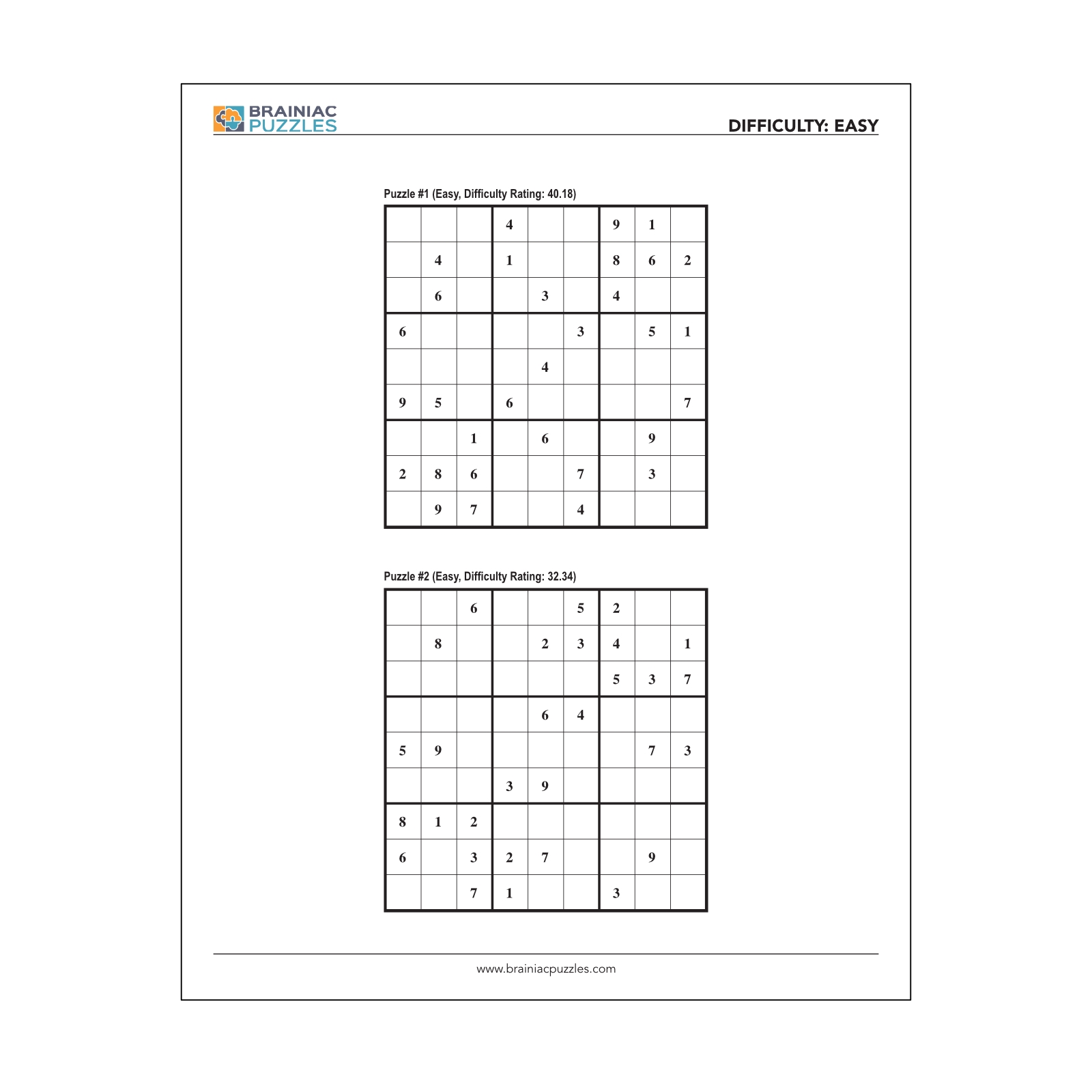 Printable Sudoku Puzzles For Adults