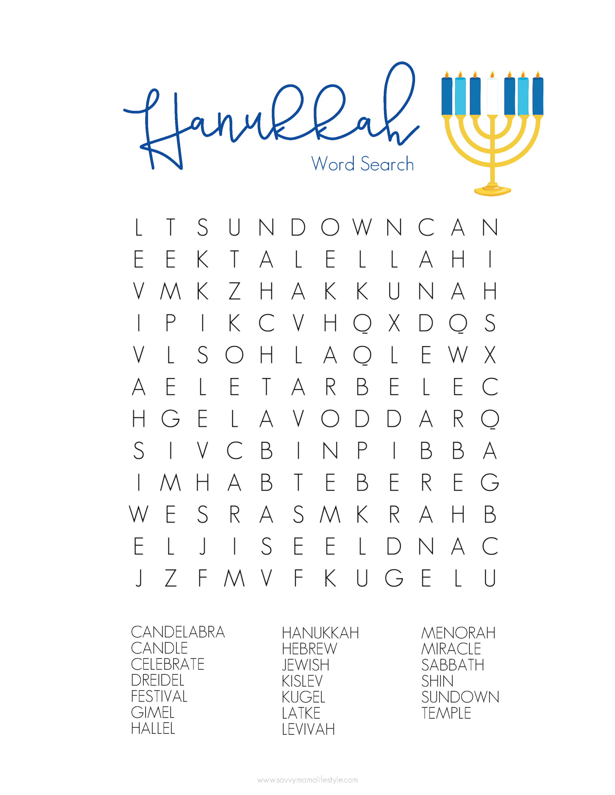 Free Printable Hanukkah Games