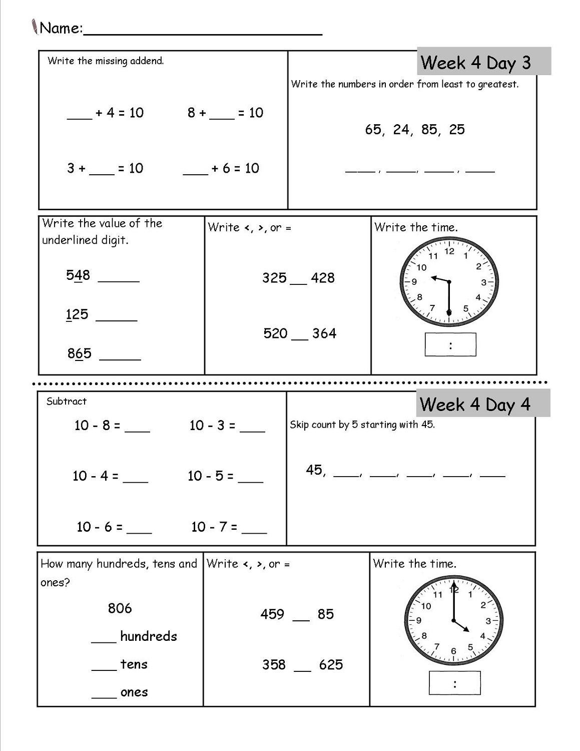 Homeschooling Printable Worksheets