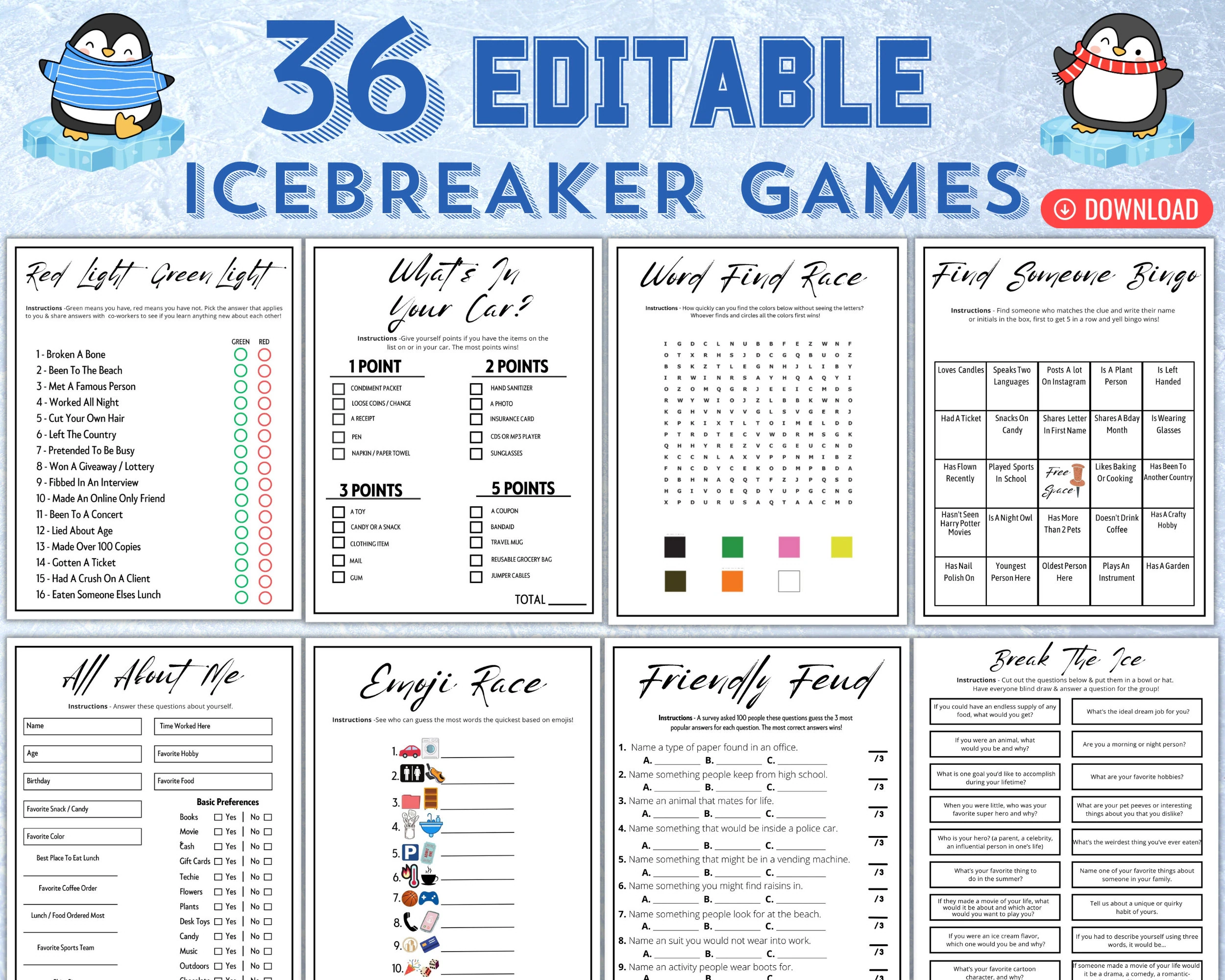 Ice Breaker Games Printable