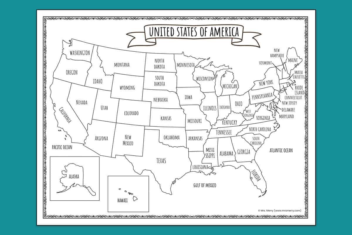 Printable 50 States Worksheets