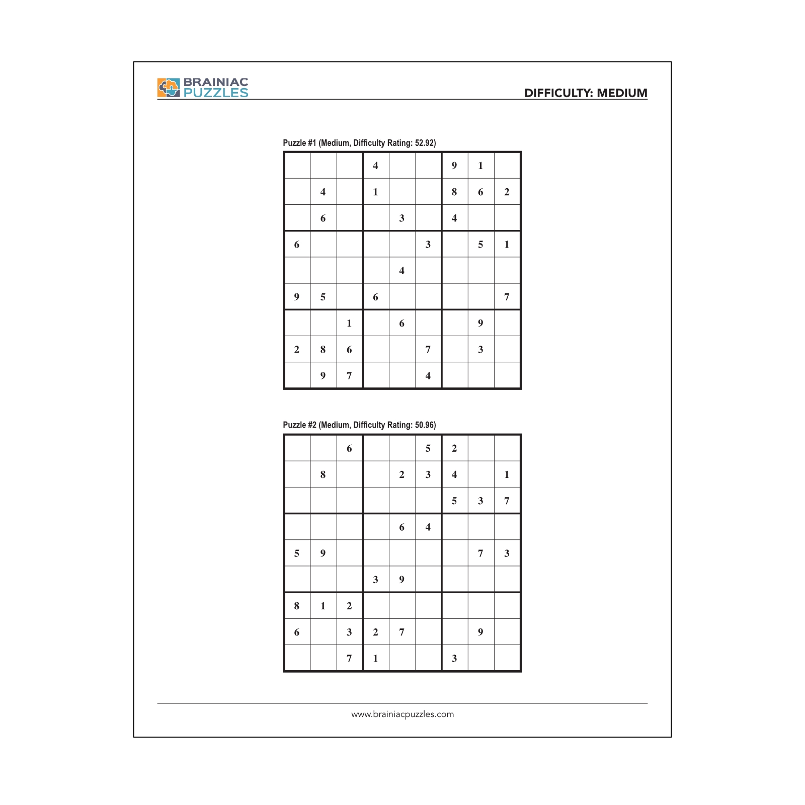Printable Medium Sudoku Pack 432 Puzzles For Adults Volume 1 