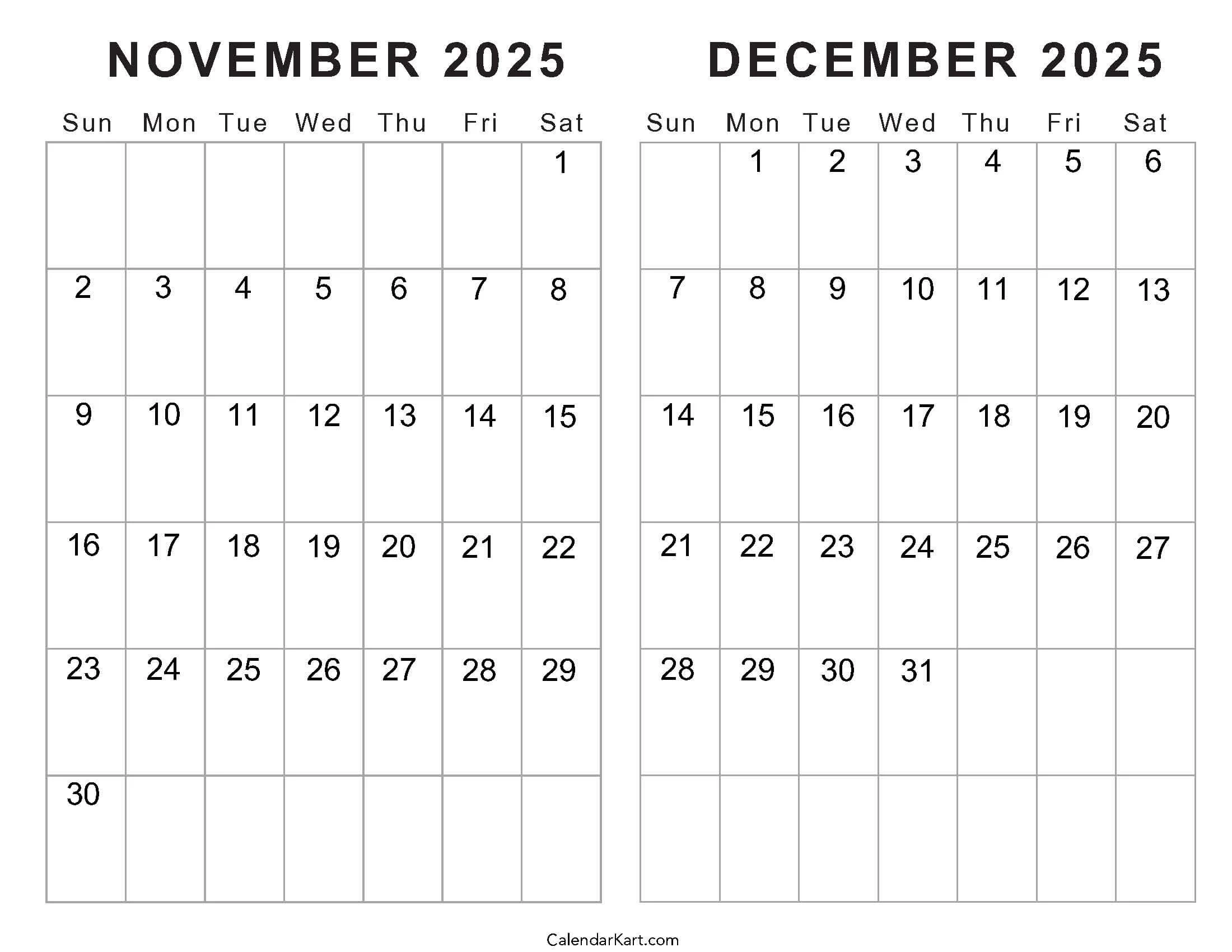 Blank Printable Bimonthly Calendar