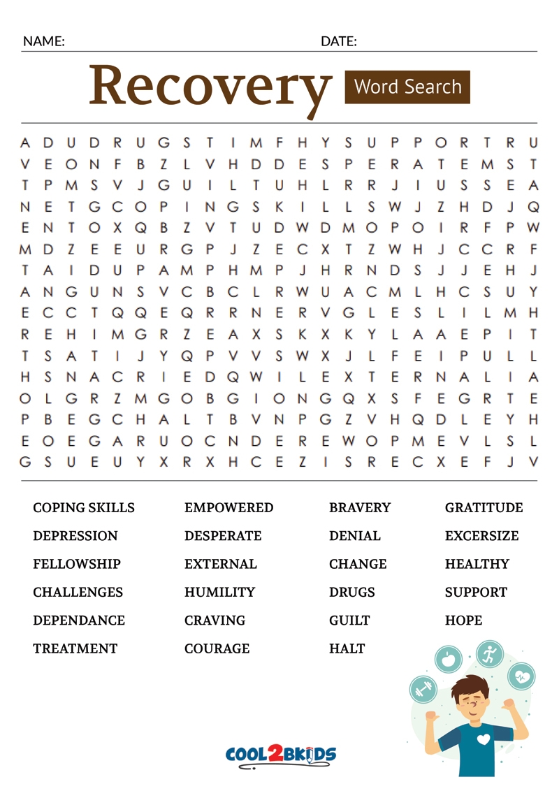 Recovery Word Puzzles Printable