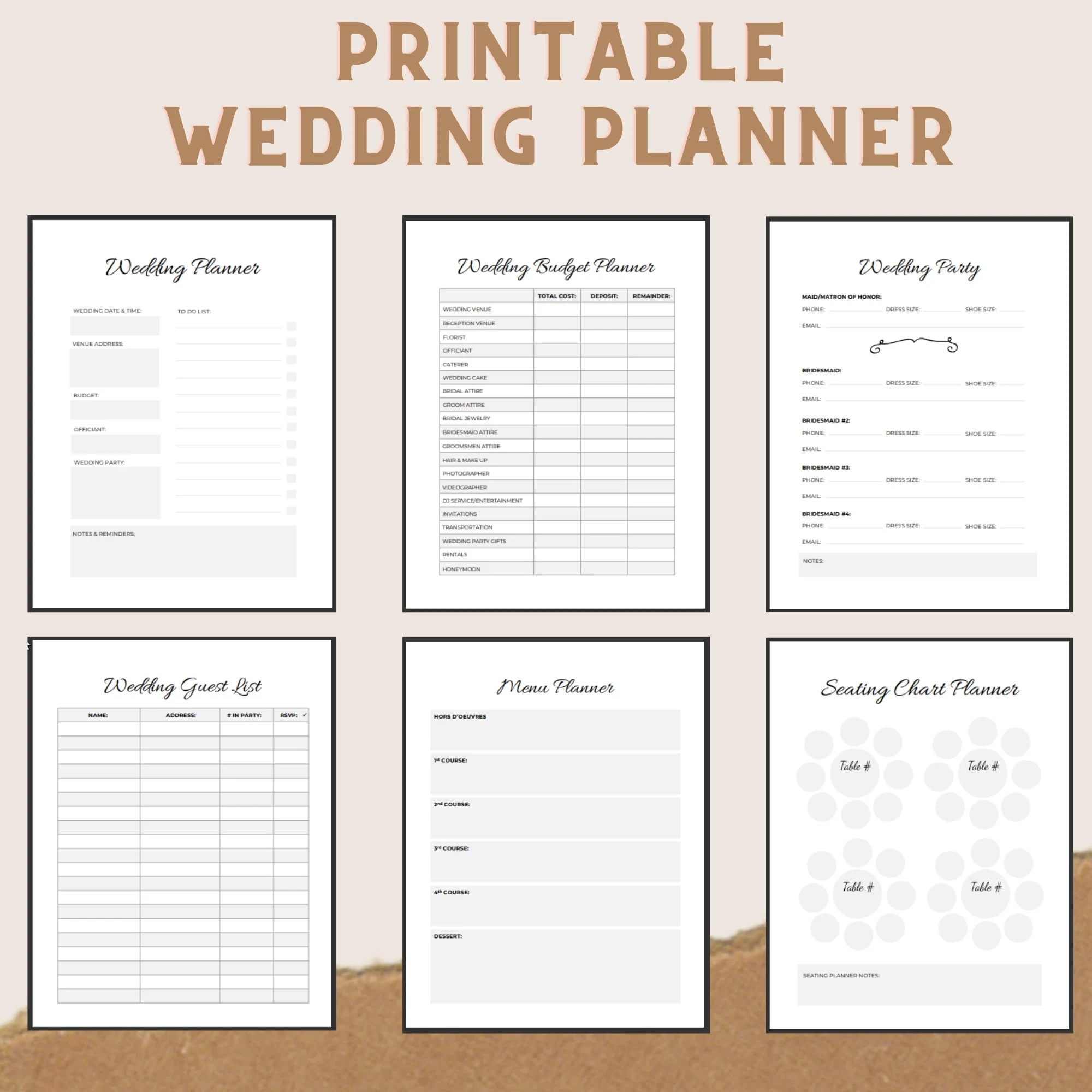 Printable Wedding Planner Kit For Organizing Your Dream Wedding 