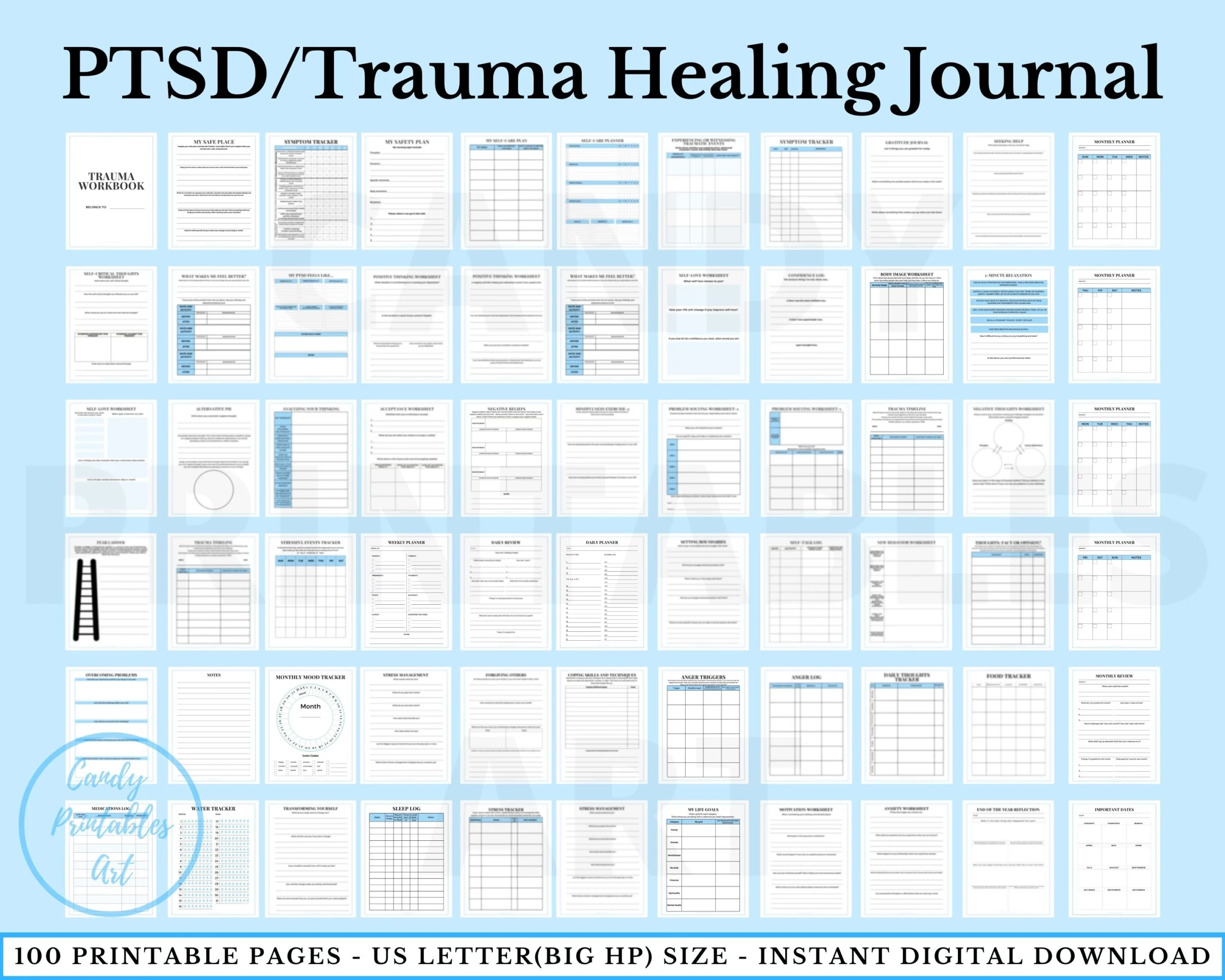 PTSD Worksheets Trauma Processing Journal Prompts Ptsd Planner Dbt 