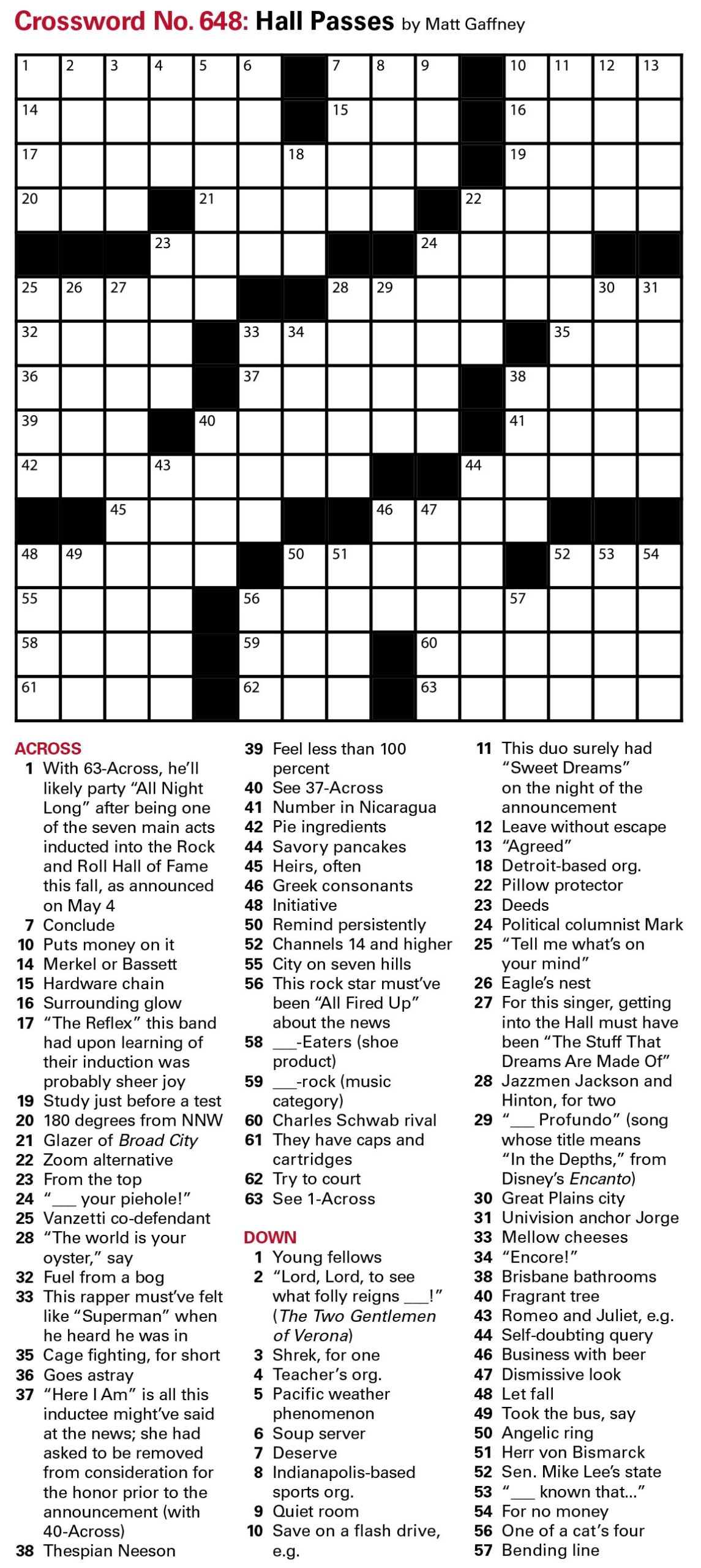Detroit News Printable Crossword Puzzles