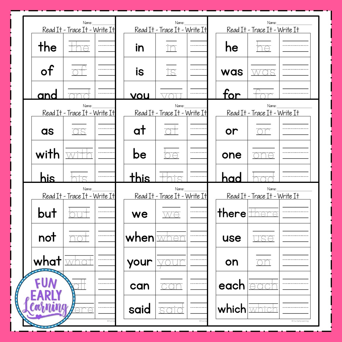 Read It Trace It Write It Fry s First 100 Sight Words Fun 