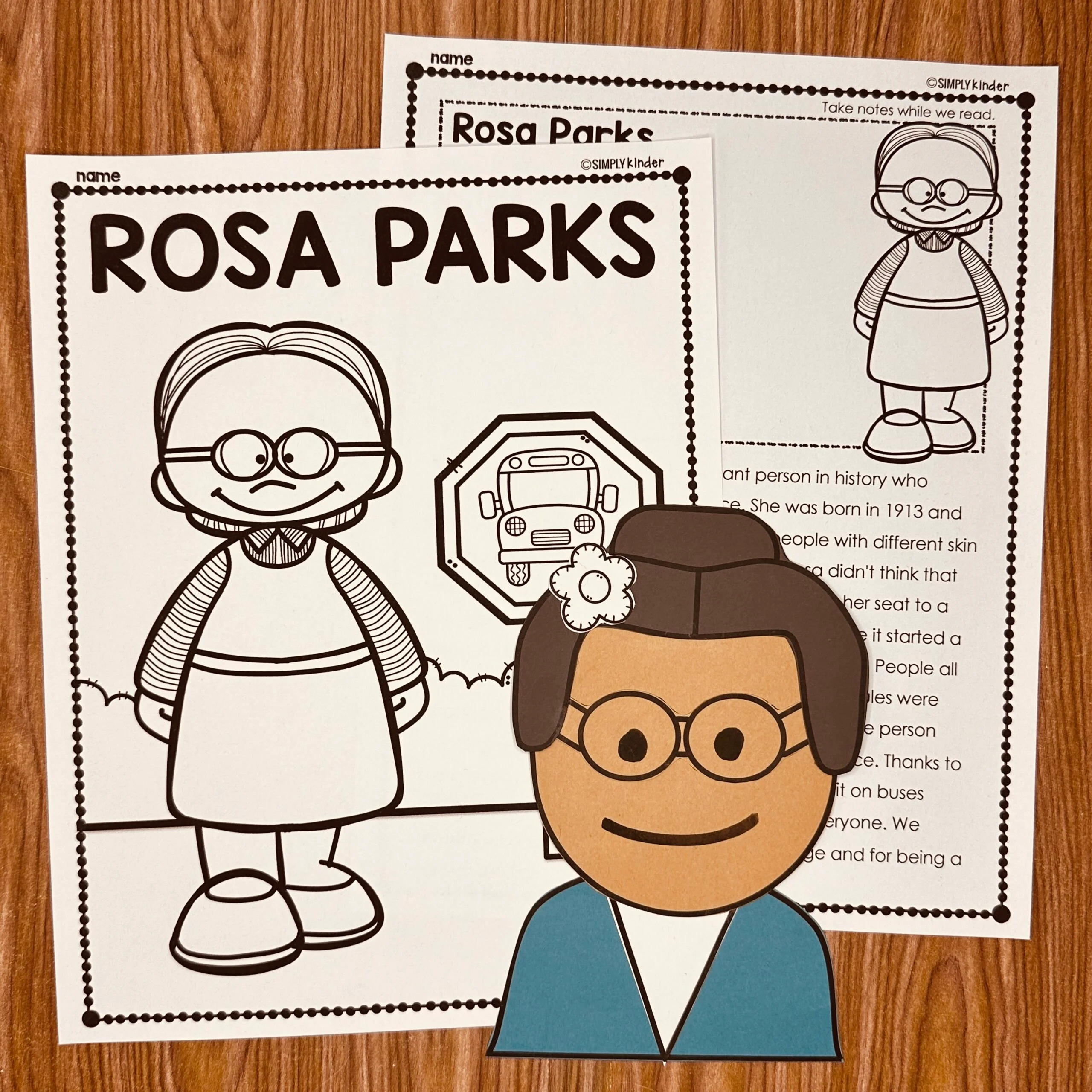 Rosa Parks Craft And Reports Simply Kinder Printable Membership