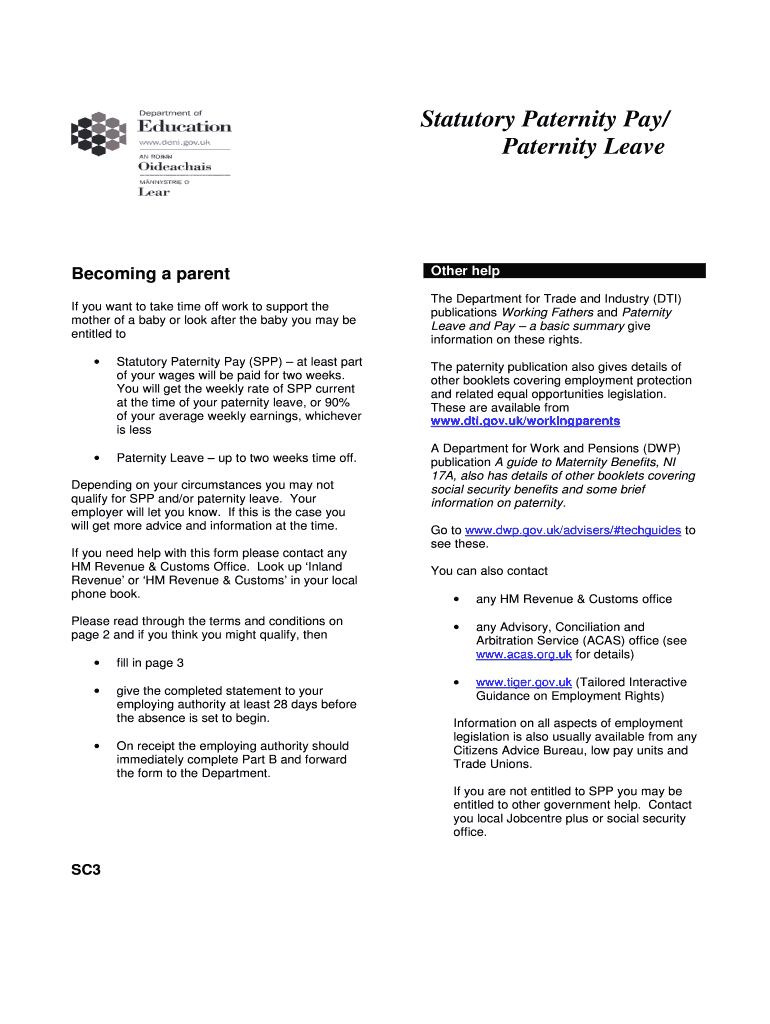 Sc3 Paternity Form Printable