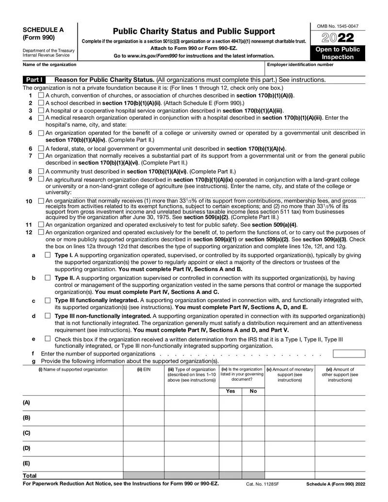 Schedule A Form 990 Fill And Sign Online With Lumin