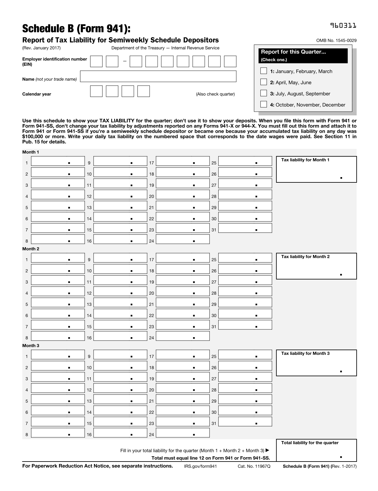 Irs Form 941 2025 Schedule B