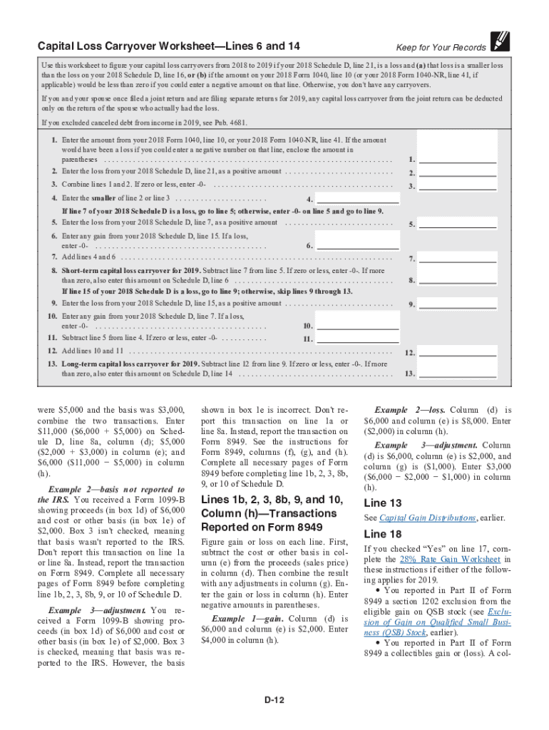 Irs Form 1040 2024 Printable Schedule D