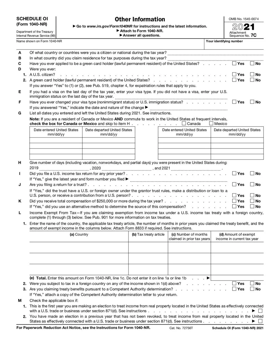 Schedule OI Form 1040 NR Fill And Sign Online With Lumin
