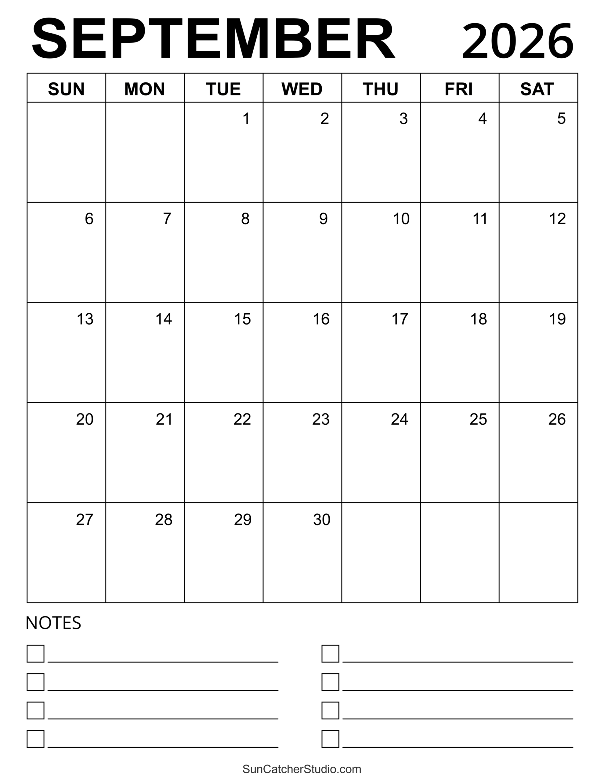 September 2026 Calendar Free Printable Free Printables 