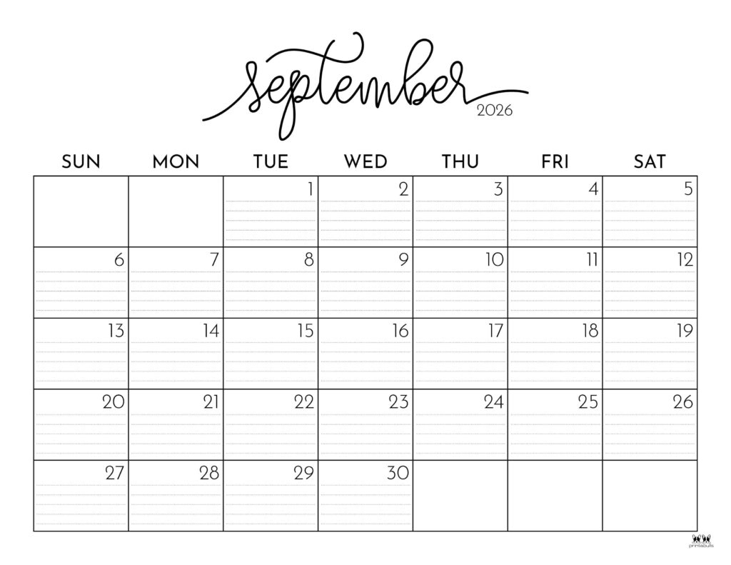 Calendar For Sept 2026