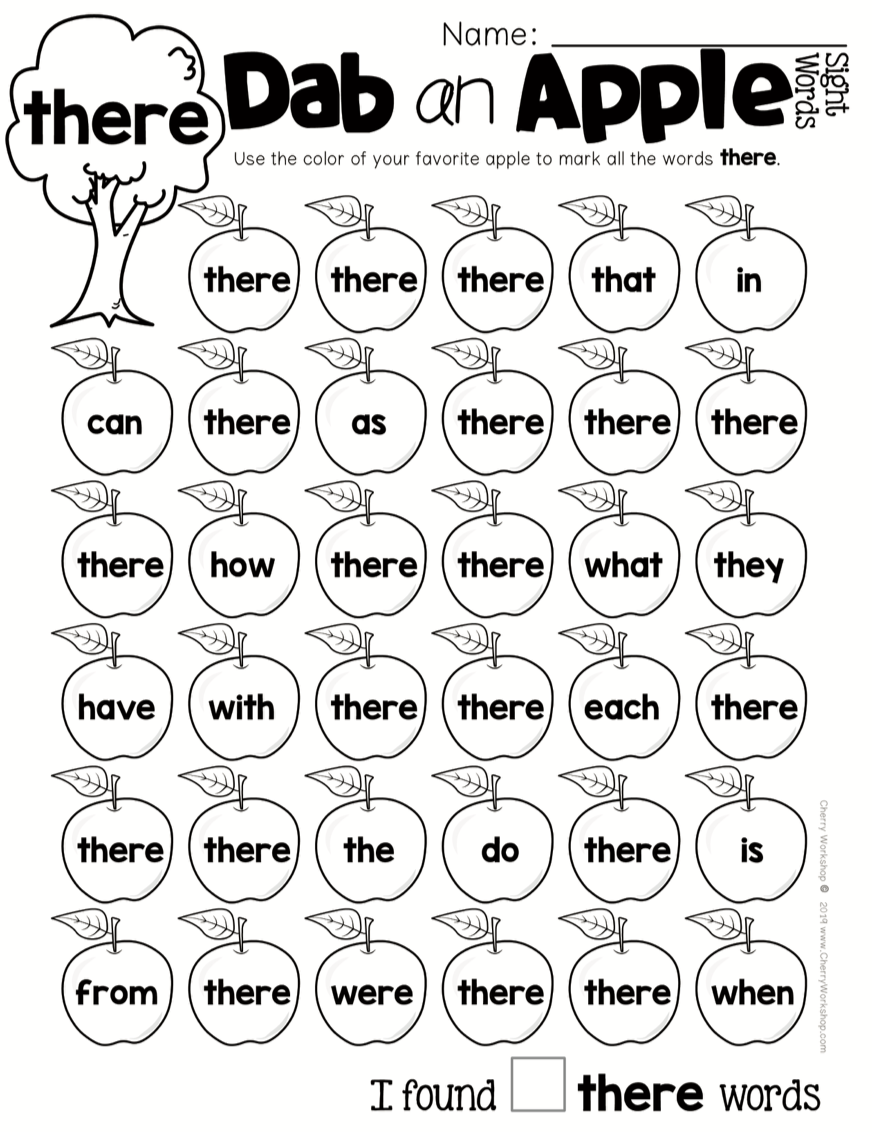 Sight Words Dab An Apple