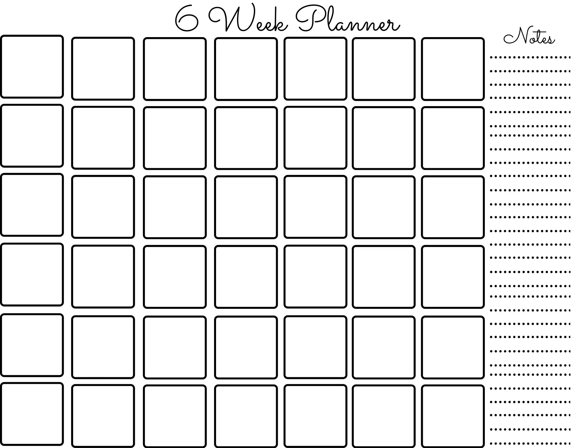 Blank 6 Week Calendar Printable