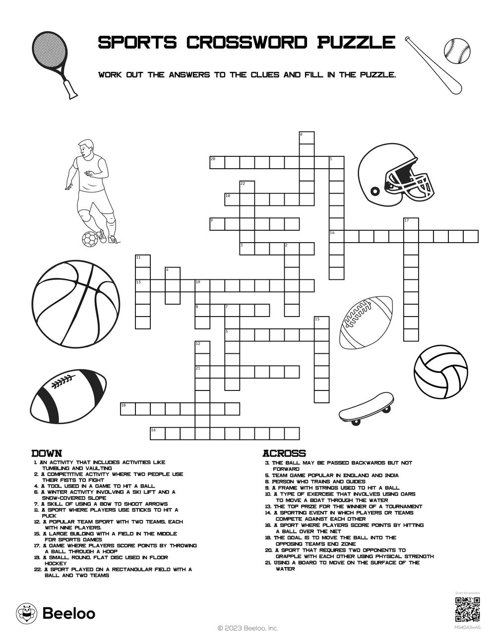 Sports Printable Crossword Puzzles