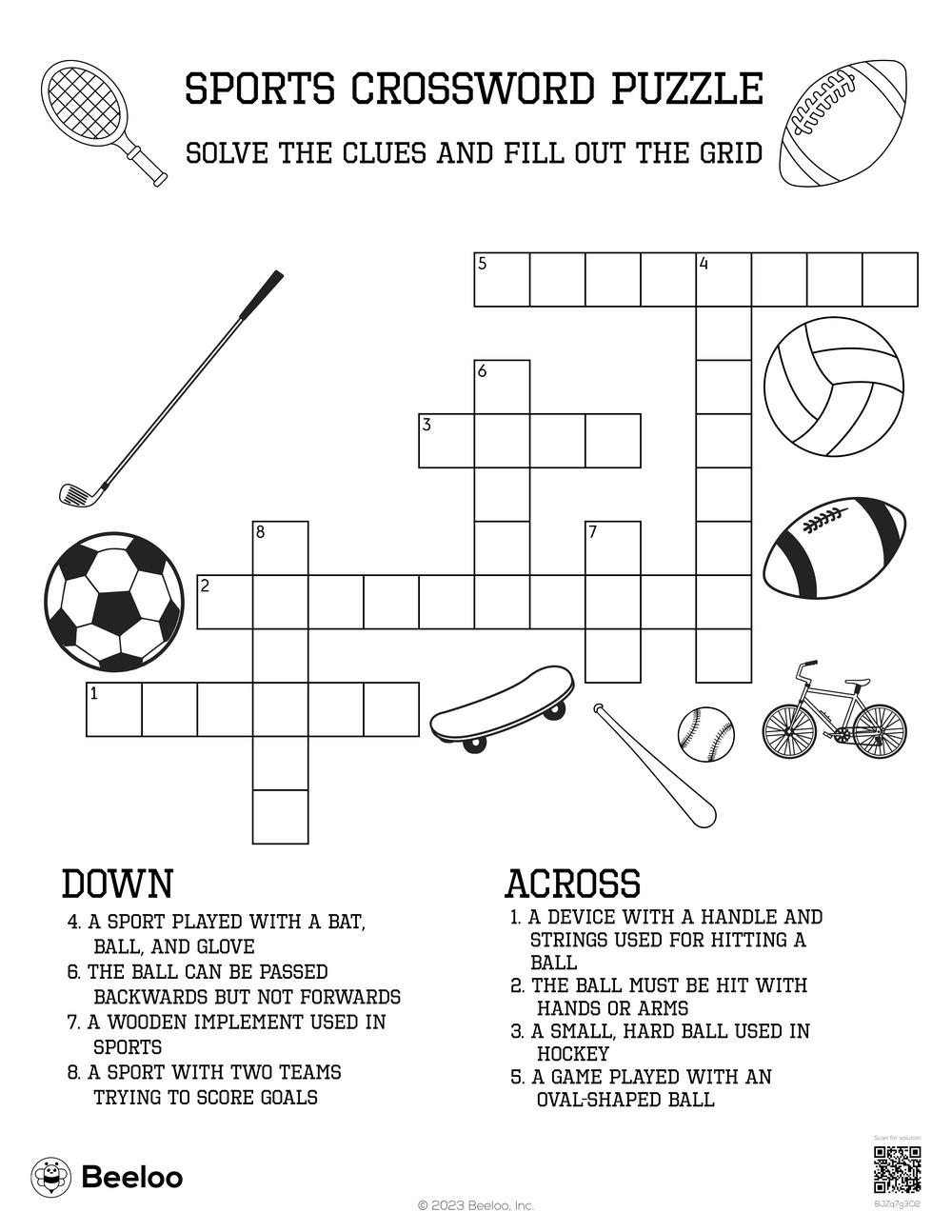 Crossword Puzzles Sports Related Printable