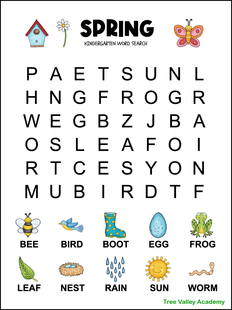 Kindergarten Crossword Puzzles Printable
