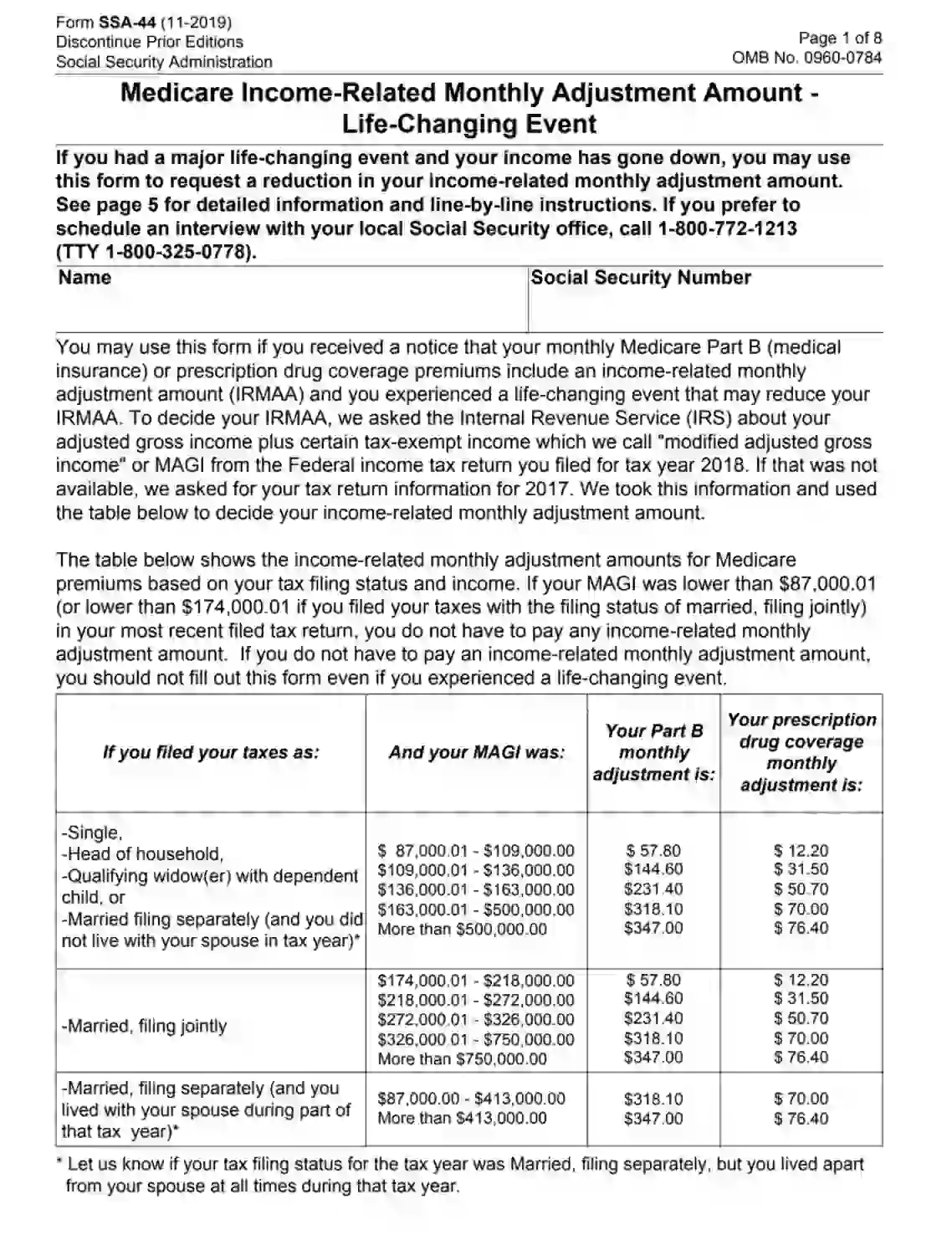 SSA Form SSA 44 Fill Out Printable PDF Forms Online