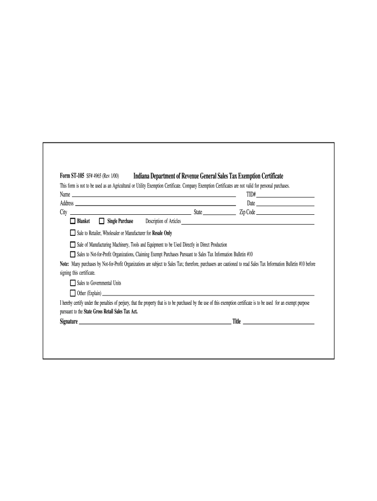 St 105 Tax Form