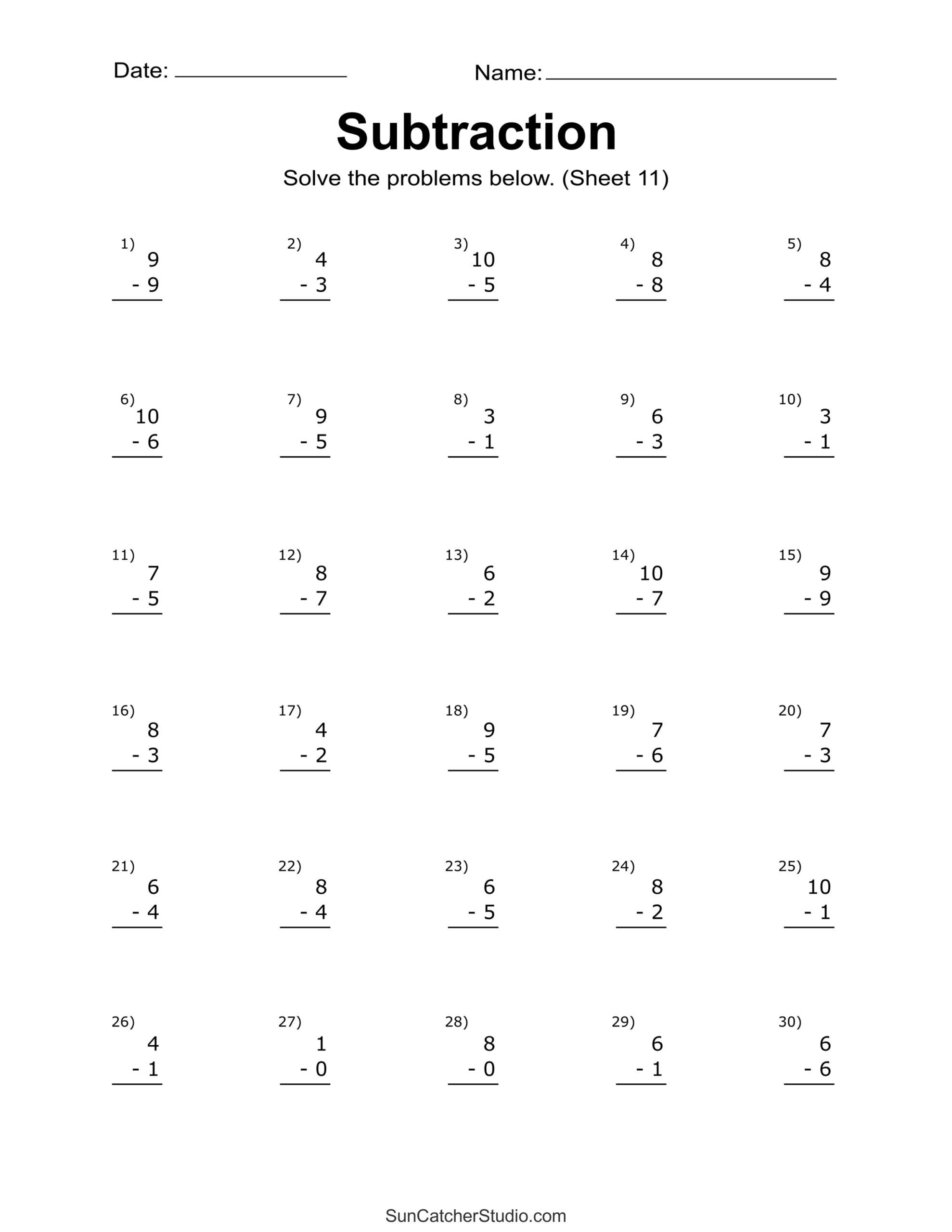 Free Printable Math Minutes