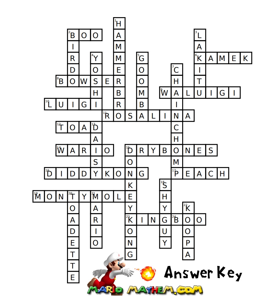 Mario Crossword Puzzle Printable