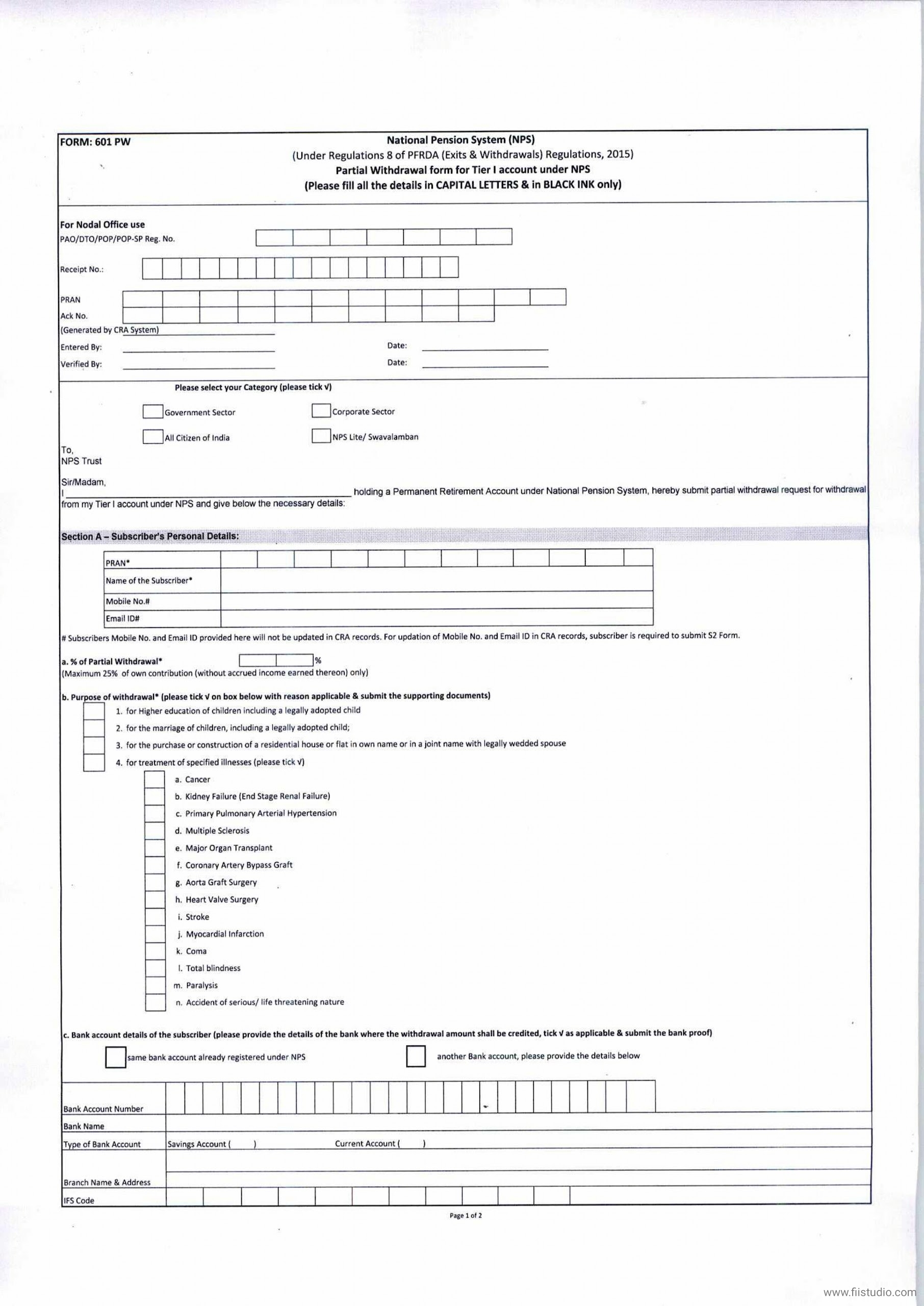 Form 601 Pw Download
