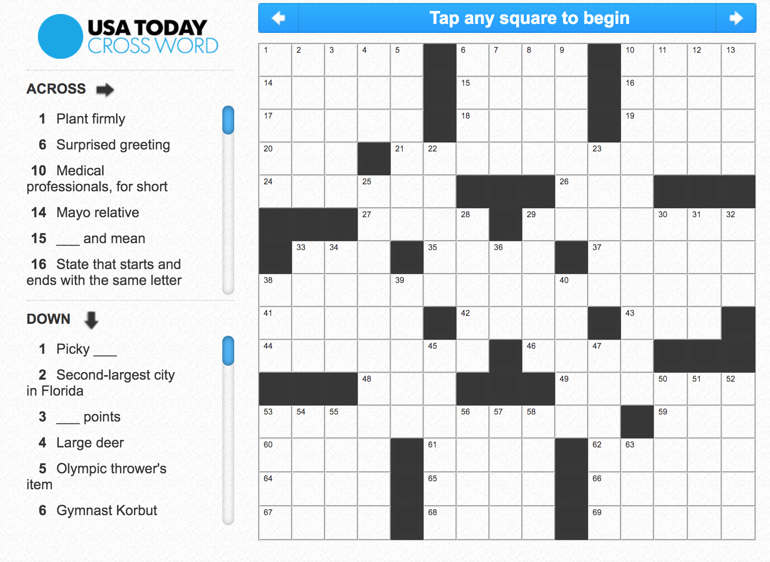 Usa Crossword Puzzles Printable