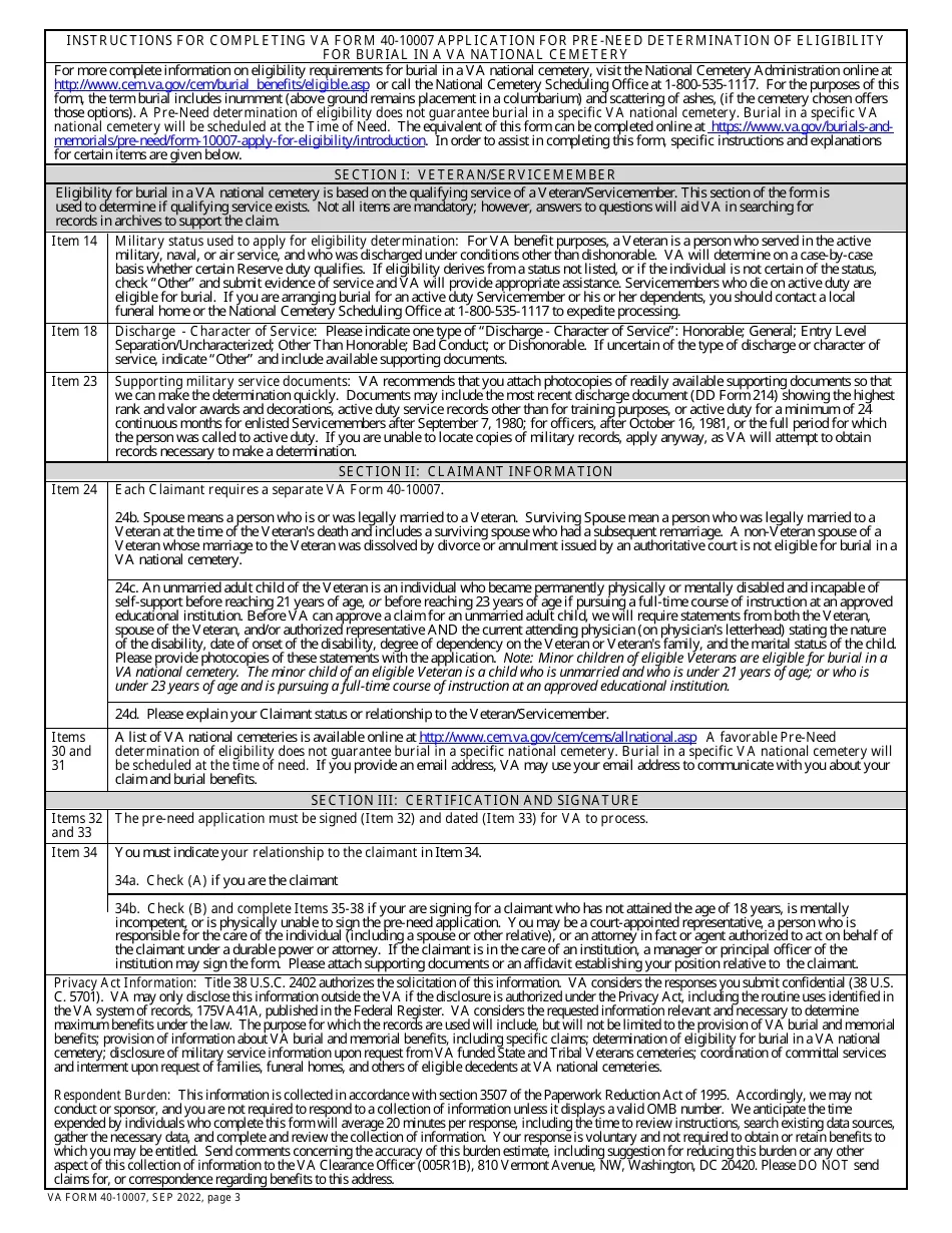 Va Form 40 10007 Printable